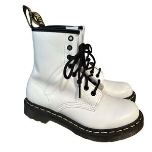 Dr. Doc Martens 1460 Smooth Leather Lace-up Boots White Womens Size 6
